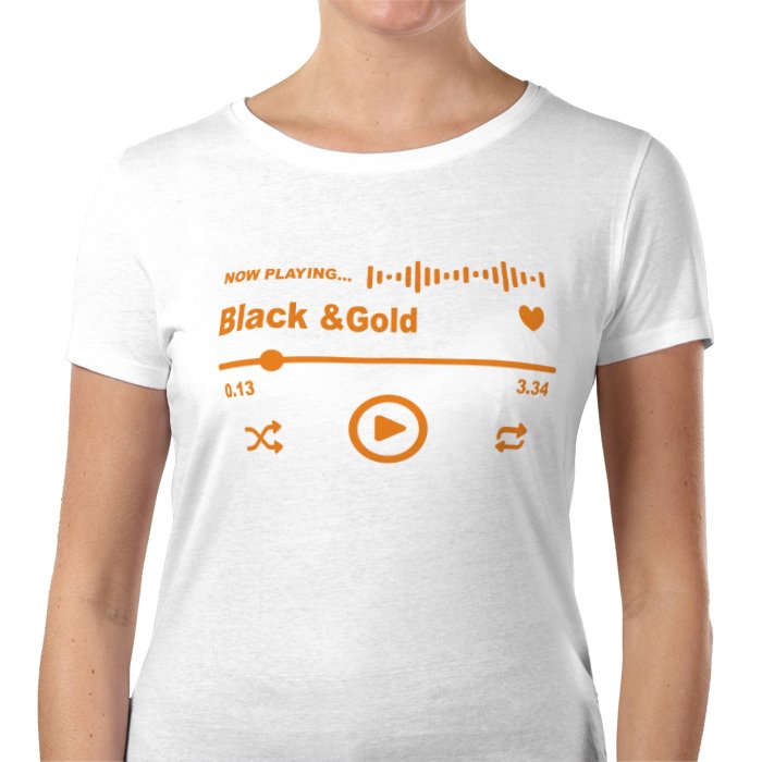 Ladies Alloa F.C Black and Gold music T-Shirt
