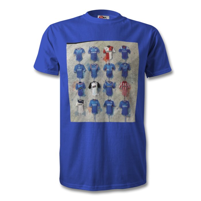 RANGERS FC  FOOTBALL STRIPS THROUGH THE AGES MENS T-SHIRT