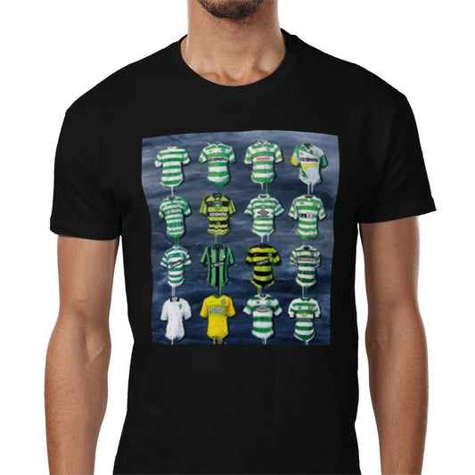 Men's Celtic F.C  Strips through history  of club T=Shirt