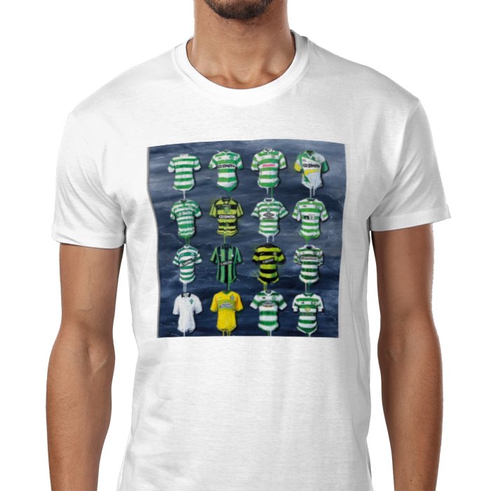 Men's Celtic F.C  Strips through history  of club T=Shirt