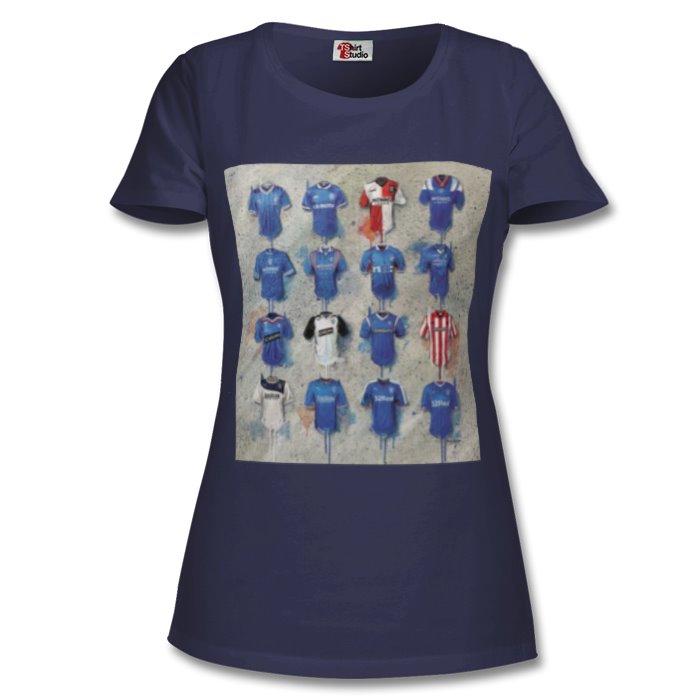 RANGERS FC FOOTBALL STRIP HISTORY LADIES T-SHIRTS