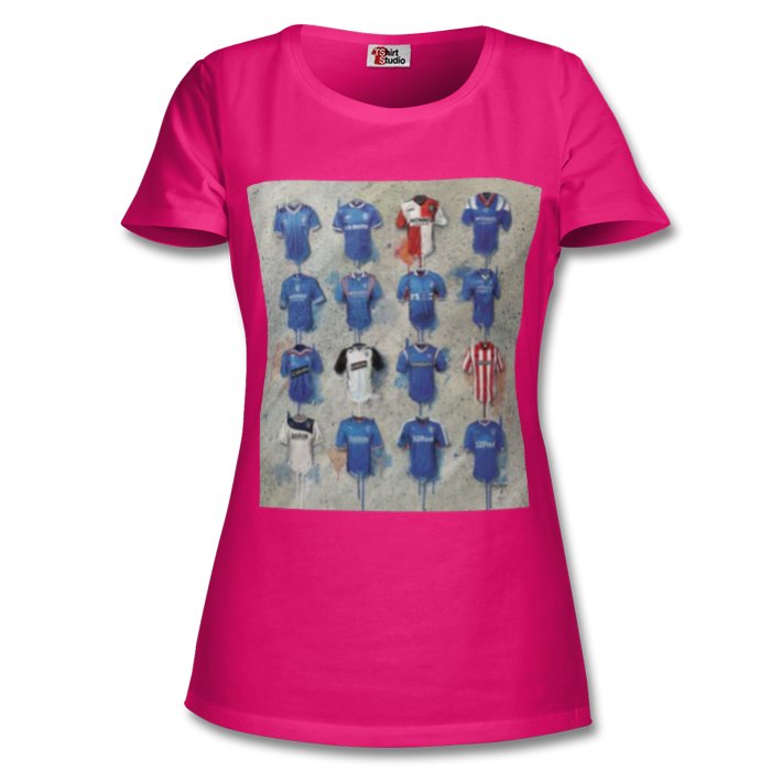 RANGERS FC FOOTBALL STRIP HISTORY LADIES T-SHIRTS