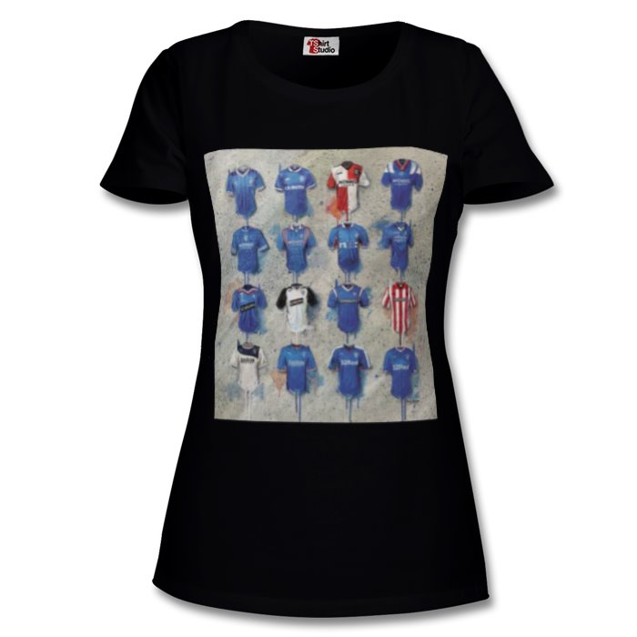 RANGERS FC FOOTBALL STRIP HISTORY LADIES T-SHIRTS